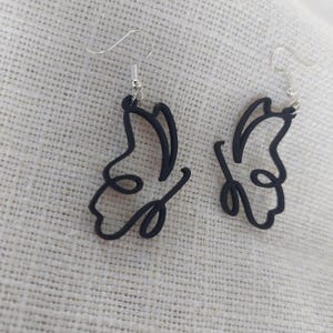 Wooden earrings, wooden earrings, black earrings, black earrings, drop earrings, wooden jewelry, stainless steel wooden earrings, butterfly earrings