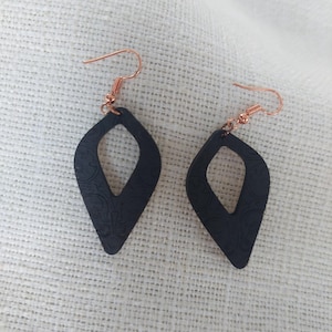 Wooden earrings, wooden earrings, black earrings, black earrings, drop earrings, wooden jewelry, stainless steel wooden earrings, square earrings