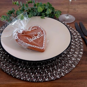 Tischkarten, Platzkarten, Tischkarten Hochzeit, Tischkarten Taufe, Personalisiertes Lebkuchenherz, Gastgeschenk, Tischkarten Geburtstag