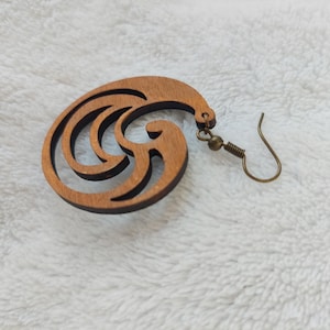 Wooden earrings, wooden earrings, boho earrings, vintage earrings, dangling earrings, wooden jewelry, stainless steel wooden earrings, natural earrings, round