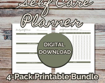 Self Care Planner Checklist for Daily Self Care, Gratitude, Positive Affirmations, Goal and Habit Tracking, Printable PDF Digital Download