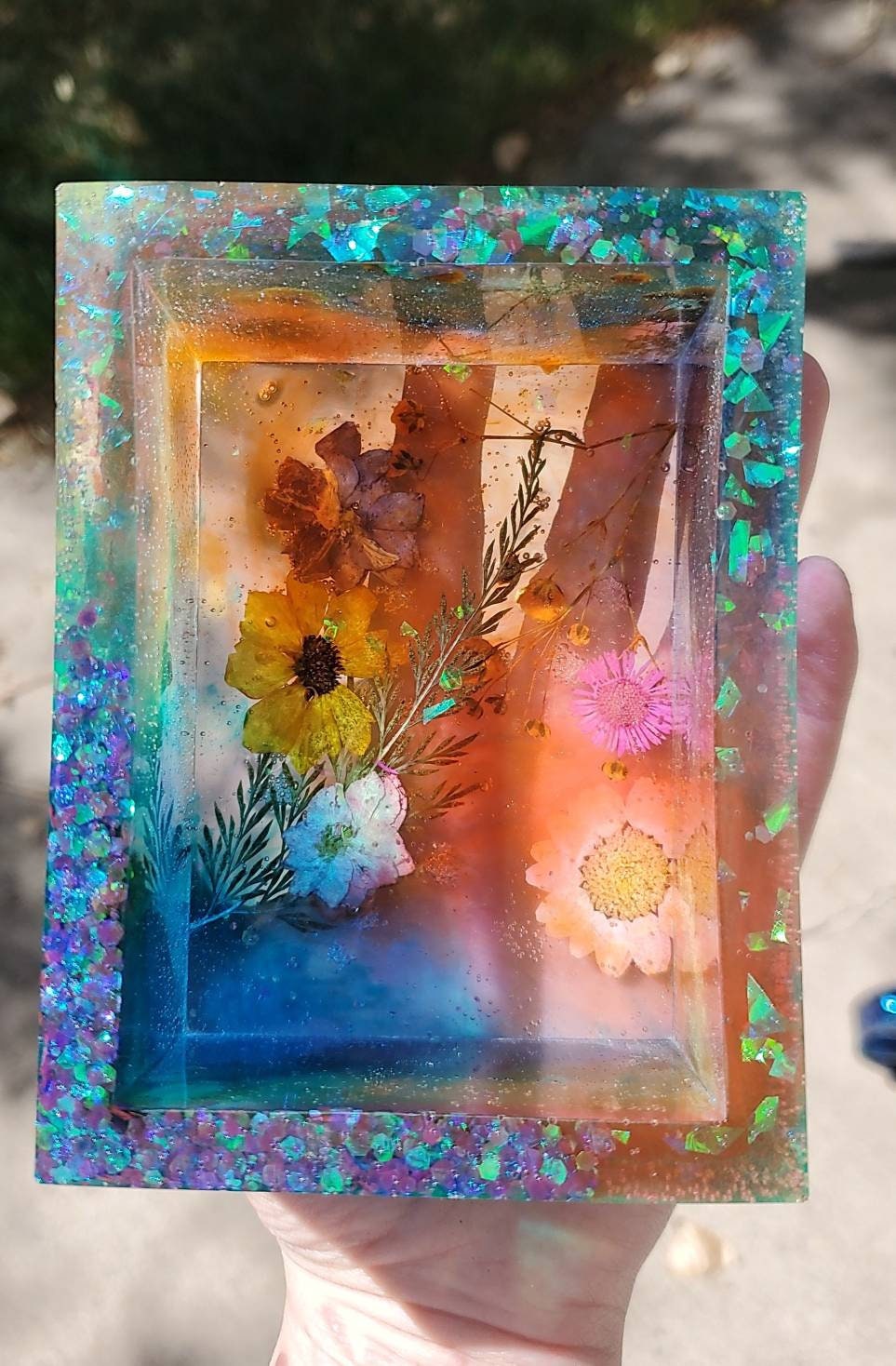 Dried Flower Resin Art Box One of a kind Etsy