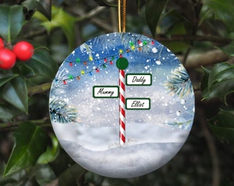 Personalised Tree ornament, Christmas Decoration, Street sign Decoration, North Pole Tree Decoration, 2022 tree decoration