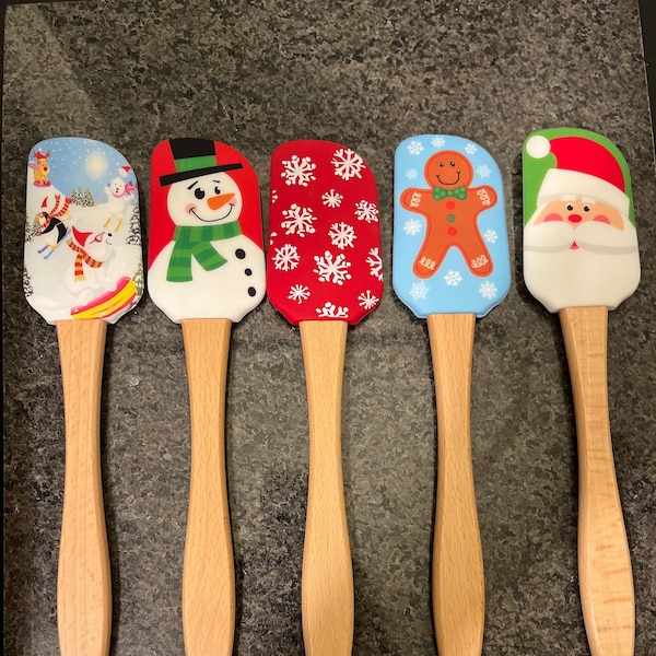 Christmas Bake off gift, Wooden and Silicone Baking Spatula,  Secret Santa Gift, Chef Gift, Perfect gift for mum, Gift for Nan and Grandma 1