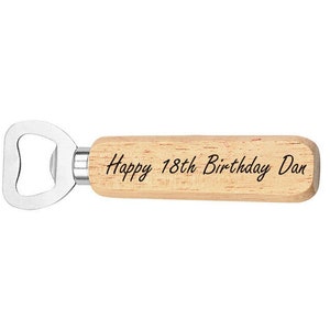 Personalised Birthday Bottle Opener Gift for Him, Son, Boyfriend, Husband - Personalised 18th 21st 40th 50th Birthday Wooden Bottle Opener