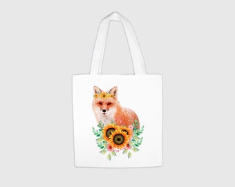 Animal tote bag, Shopping bag, Tote bag, Birthday gift, Fox bag, Reusable bag, Colourful bag