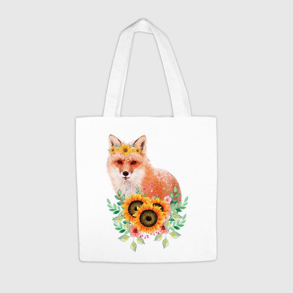 Animal tote bag, Shopping bag, Tote bag, Birthday gift, Fox bag, Reusable bag, Colourful bag