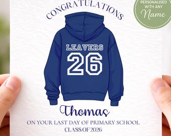 Tarjeta de graduación personalizada para alumnos de 2026, tarjeta de graduación de primaria, promoción de 2026, tarjeta de fin de curso para profesores, nombre personalizado