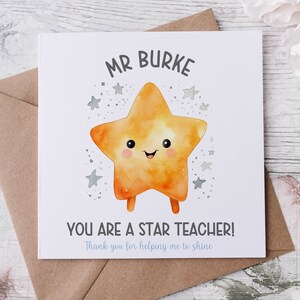 Süße Sterne Lehrer Karte, scheinen helle, positive Lehrer, Ende des Begriffs Karte, Bester Lehrer der Welt, personalisierte Karte, Geschenk für Lehrer