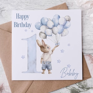 Tarjeta de felicitación para bebé varón, primer cumpleaños de bebé varón, primer cumpleaños, cumpleaños de niño pequeño, tarjeta para nieto, sobrino, ahijado, hijo 2, 3, 4, 5