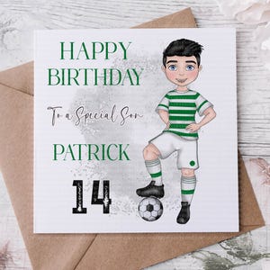 Tarjeta de cumpleaños de fútbol para niño o niña adolescente, tarjeta de cumpleaños de fútbol personalizada con cualquier nombre para hijo, nieto, sobrino, hermano, amigo