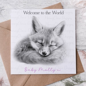 Tarjeta de felicitación para niña, Primer cumpleaños del bebé, Primer cumpleaños, Cumpleaños de niño pequeño, Regalo de nuevo bebé, Nieta, Zorro lindo y astuto