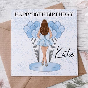 Tarjeta de cumpleaños personalizada para fiesta de cumpleaños de adolescente, 14, 15, 16, 17, 18, 19. Tarjeta para hija, nieta, ahijada, sobrina y niña bonita.
