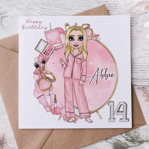 Tarjeta de cumpleaños personalizada Cuidado de la piel Maquillaje Cosméticos Adolescente Preadolescente Cambio de imagen Hija Nieta Ahijada Sobrina Niña Tarjeta de niña bonita