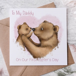 Tarjeta del Día del Padre, Primer Día del Padre, Día del Padre, Tarjeta para Papá, Tarjeta para el Primer Día del Padre, hijo, Princesa del Papá, Papá Oso, Bebé Oso