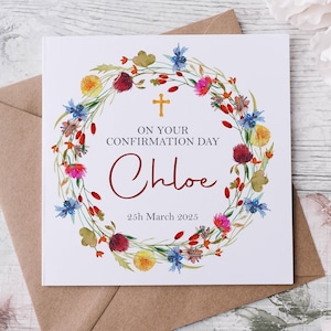 Tarjeta de confirmación personalizada para niño o niña, tarjeta de confirmación hecha a mano para hijo, hija, nieto, nieta, ahijado, ahijada