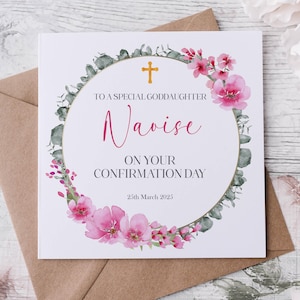 Tarjeta de confirmación personalizada para niño o niña, tarjeta de confirmación hecha a mano para hijo, hija, nieto, nieta, ahijado, ahijada