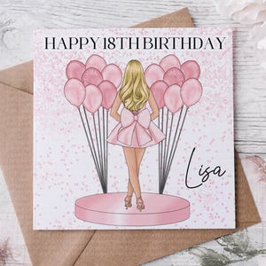 Tarjeta de cumpleaños personalizada para fiesta de cumpleaños de adolescente, 14, 15, 16, 17, 18, 19. Tarjeta para hija, nieta, ahijada, sobrina y niña bonita.