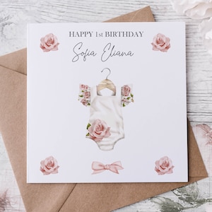 Tarjeta de felicitación de niña, Primer cumpleaños de niña, Primer cumpleaños, Cumpleaños de niño pequeño, Regalo de nuevo bebé, Nieta, sobrina, Baby shower
