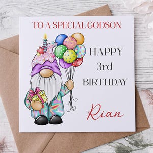 Tarjeta de cumpleaños de Gonk, tarjeta de gnomo, regalo de Gonk, Gonk para hijo, Gonk divertido, Gonk personalizado, tarjeta de cumpleaños para hijo, tarjeta de tío, tarjeta de padrino