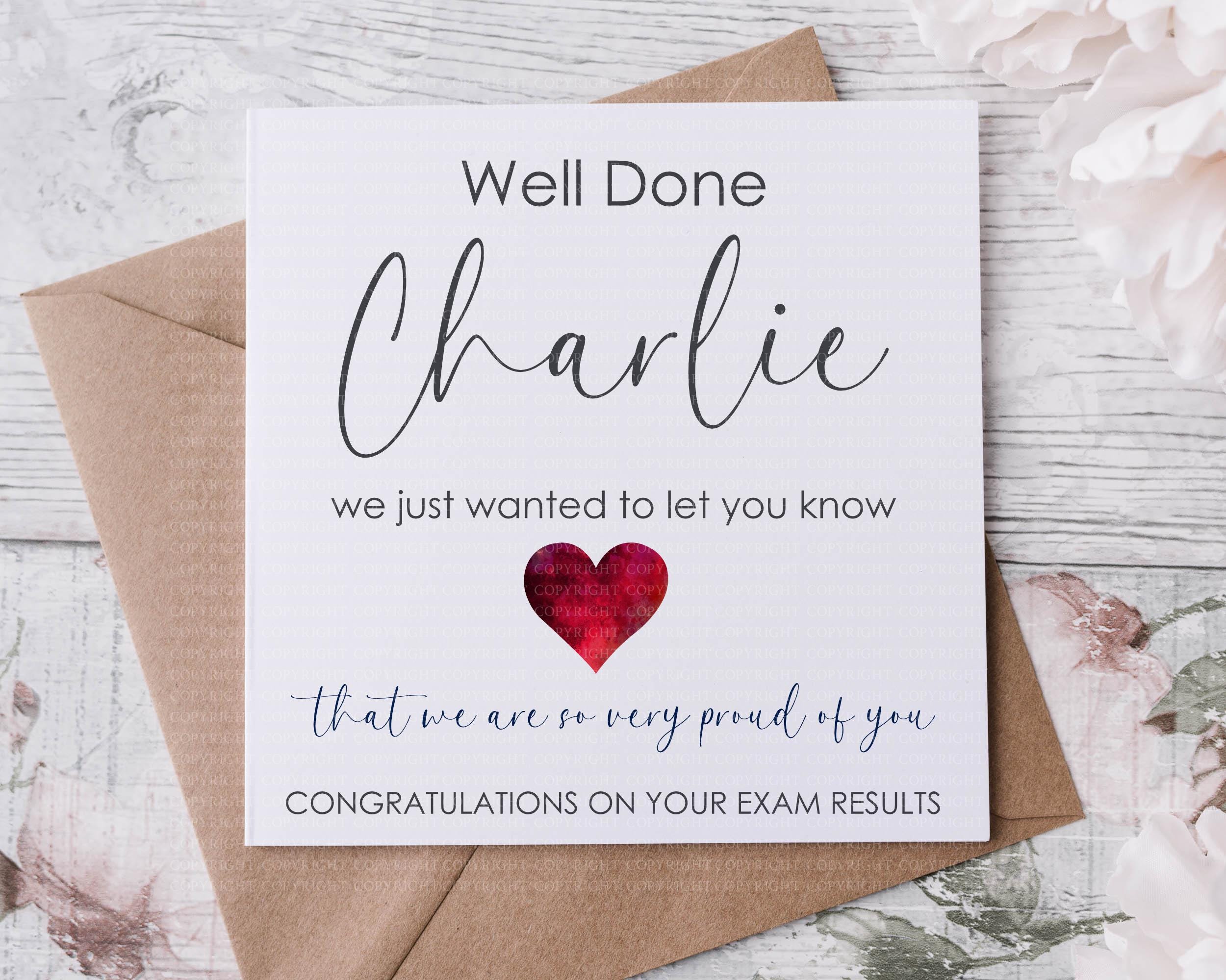 Personalised GCSE results card for daughter, Leaving cert results card for son, Congratulations on your exam results card for grandson, GCSE