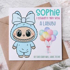 Tarjeta de felicitación de Labubu, Monstruos adorables, Tarjeta de cumpleaños, Feliz cumpleaños para hija, Para cualquier ocasión, Tarjeta de Monstruos Kawaii, Fans de Pop Mart