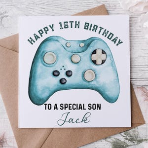 Tarjeta de cumpleaños de jugador para niño o niña adolescente, tarjeta de cumpleaños de jugador personalizada con cualquier nombre para hijo, nieto, sobrino, hermano, amigo