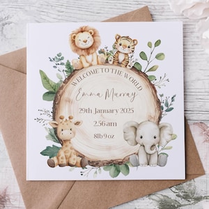 Personalisierte Willkommen in der Welt Geburtsankündigung Neues Baby Jungen Mädchen Enkel Tochter Glückwünsche Geburtsdetails Andenken Geschenkkarte