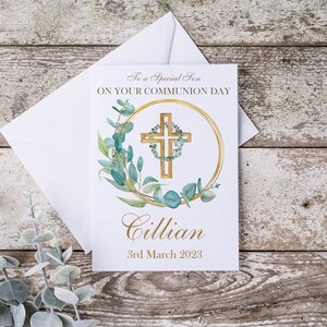Taufkarte, Taufe personalisierte Grußkarte, Konfirmation, Kommunion, religiöse Karte Patin, 1.Kommunion, goldenes Kreuz