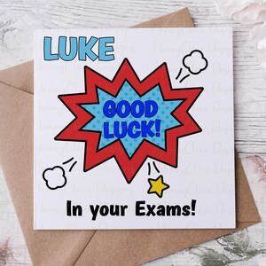 Tarjeta de buena suerte en tus exámenes, buena suerte al salir del certificado, certificado junior, GCSE, orgulloso de ti, tarjeta de buena suerte para los exámenes de nivel A, buena suerte en tus exámenes