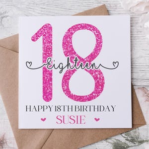 Personalisierte 18. Geburtstagskarte Mädchen, 18. Geburtstagsgeschenk für Enkelin, Achtzehnter Geburtstag, Meilensteinkarte, Tochter 18.Geburtstagskarte