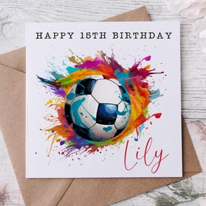 Tarjeta de cumpleaños de fútbol, tarjeta para futbolista, regalo de fútbol, futbolista adolescente, cumpleaños número 13, 16, 18, tarjeta para preadolescentes, hijo futbolista