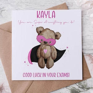 Tarjeta de buena suerte en tus exámenes, buena suerte al salir del certificado, certificado junior, GCSE, orgulloso de ti, tarjeta de buena suerte para los exámenes de nivel A, buena suerte en tus exámenes