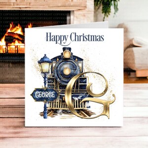 Polar Express Weihnachtszug, marine Zug, traditionelle Karte für Sohn, Tochter Weihnachtskarte, Schnee Zug, Karte für Enkel, Neffe Nichte