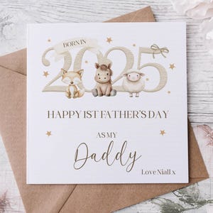 Tarjeta del Día del Padre, Primer Día del Padre, Día del Padre, Tarjeta para Papá, Tarjeta para el Primer Día del Padre, hijo, Princesa del Papá, Papá Oso, Bebé Oso