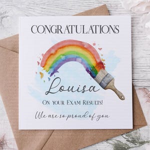 Tarjeta de resultados de exámenes personalizada, felicitaciones por los resultados de sus exámenes, tarjeta de bien hecho, certificado de fin de estudios, certificado junior, título, GCSE, A-Levels