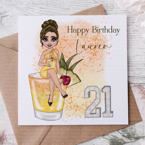 Besondere Geburtstagskarte | Bestie Karte | Tochter Karte |18.Geburtstag/21.Geburtstag | Patenkind Geburtstag I Nichte I Cocktail Geschenk I Partygirl