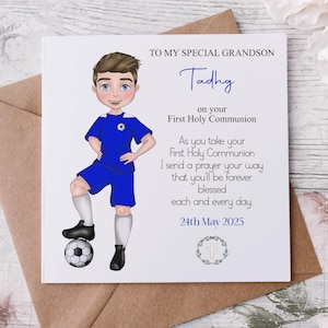 Tarjeta de comunión personalizada para hijo, nieto, sobrino, ahijado, regalo de comunión único, recuerdo de comunión, primera comunión, regalo de padrino
