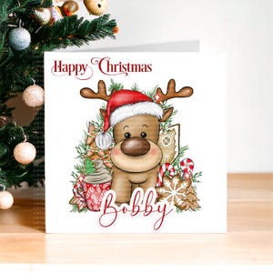 Weihnachtskarte für den Sohn, Weihnachtskarte für den Enkel, Karte für Rentier, Geschenk für die Nichte, Weihnachten,