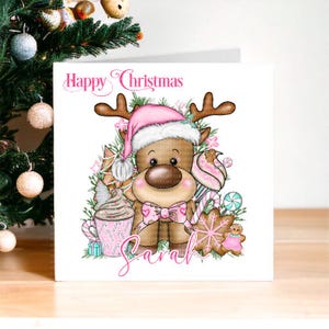 Weihnachtskarte für Tochter, Weihnachtskarte für Enkelin, Rentiergeschenk, süsse Karte für Weihnachten, Weihnachtskarte für Enkel, Nichte Karte