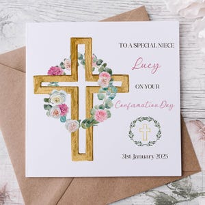 Tarjeta de confirmación personalizada para niño o niña, tarjeta de confirmación hecha a mano para hijo, hija, nieto, nieta, ahijado, ahijada
