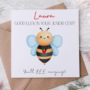 Tarjeta de buena suerte en tus exámenes, buena suerte al salir del certificado, certificado junior, GCSE, orgulloso de ti, tarjeta de buena suerte para los exámenes de nivel A, buena suerte en tus exámenes