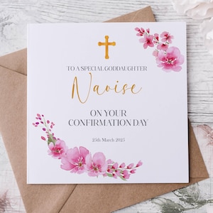 Tarjeta de Confirmación Personalizada para niño o niña, Tarjeta de Confirmación Hecha a Mano para Hijo, Hija, Nieto, Nieta, Ahijado, Ahijada