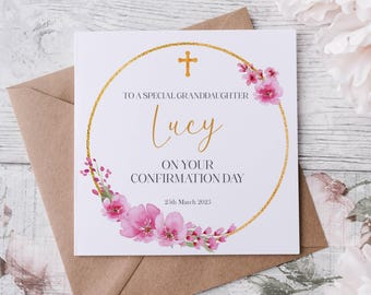 Personalised Confirmation Card – On Your Confirmation Day – Custom Name & Date – Religious Christian Card – Confirmation Keepsake