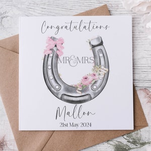 Tarjeta de felicitación de boda de herradura, tarjeta de boda personalizada, regalo de boda personalizado, regalo de boda único, regalo de boda a juego,
