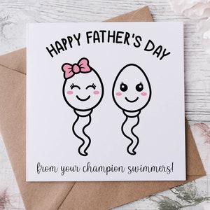 Tarjeta divertida del día de los padres, tarjeta de esperma, nadadores campeones, donante de esperma, tarjeta de niños mayores, tarjeta humorística, tarjeta masculina, tarjeta grosera, papá divertido
