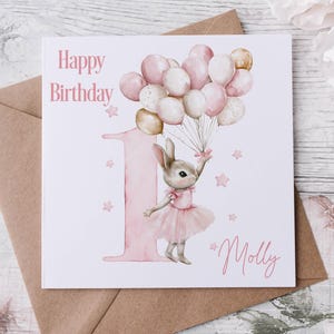 Tarjeta de felicitación para niña, primer cumpleaños de niña, primer cumpleaños, cumpleaños de niña pequeña, tarjeta para nieta, sobrina, 2, 3, 4, 5 años