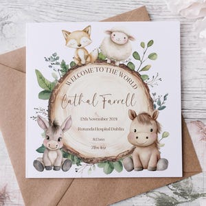 Anuncio de nacimiento personalizado de bienvenida al mundo. Nuevo bebé, niño, niña, nieto, hija, felicitaciones, detalles del nacimiento, tarjeta de regalo de recuerdo