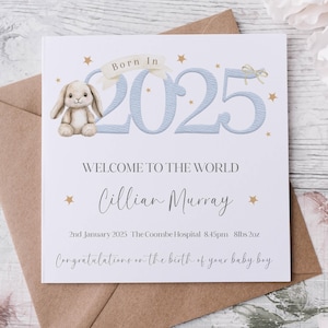 Nacido en 2025 personalizado Bienvenido al mundo Anuncio de nacimiento Nuevo bebé Niño Niña Nieto hija Felicitaciones Detalles del nacimiento Recuerdo