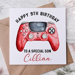 Tarjeta de cumpleaños de jugador para niño o niña adolescente, tarjeta de cumpleaños de jugador personalizada con cualquier nombre para hijo, nieto, sobrino, hermano, amigo